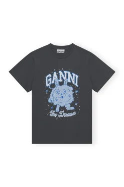 Cheap GANNI Relaxed Dream Bunny T-Shirt Volcanic Ash