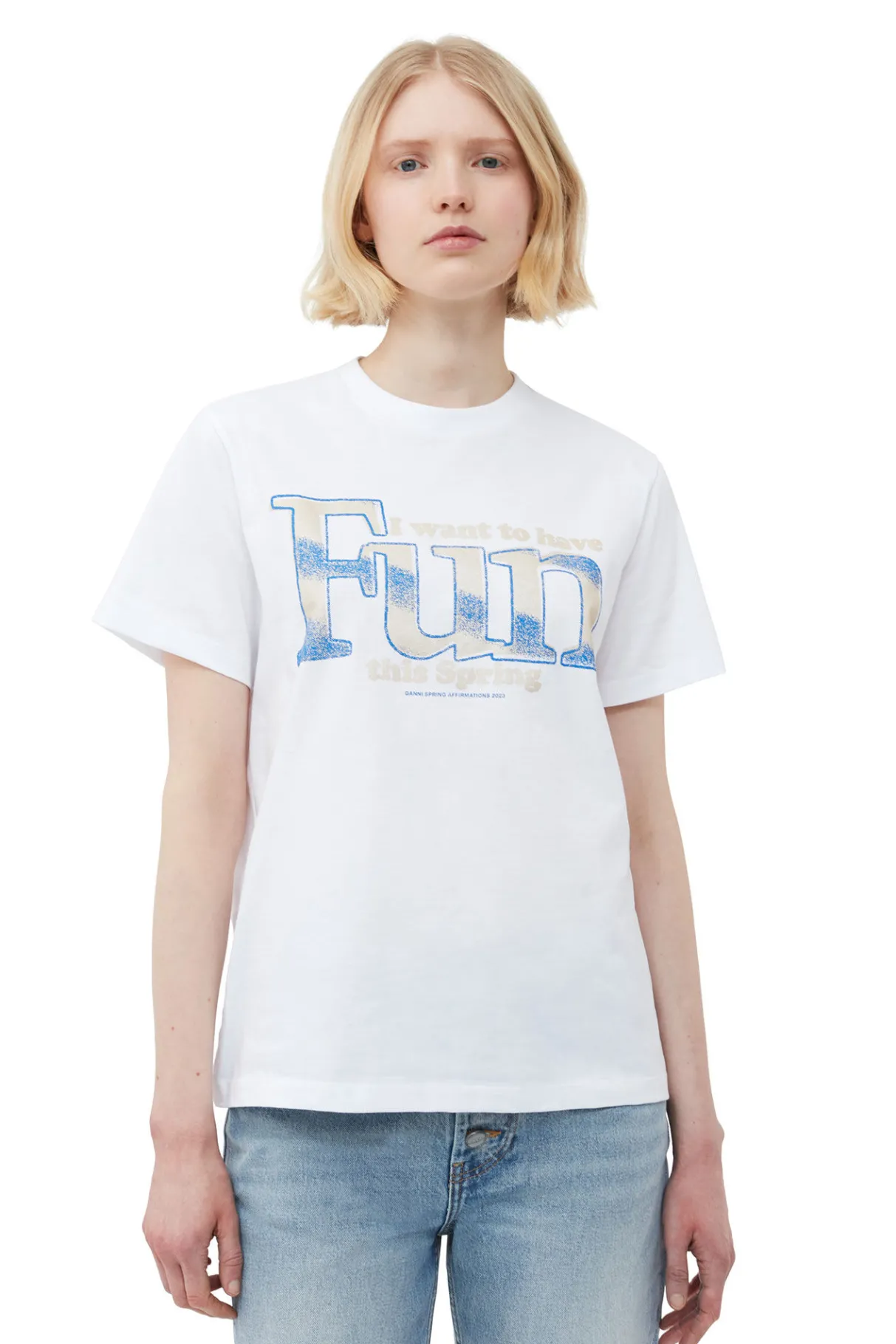 Outlet GANNI Relaxed Fun T-Shirt Bright White