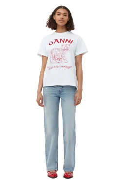 New GANNI Relaxed Future T-Shirt Bright White