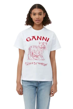 New GANNI Relaxed Future T-Shirt Bright White
