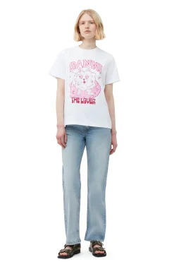 Shop GANNI Relaxed Love Bunny T-Shirt Bright White