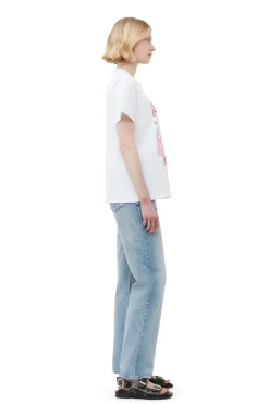 Shop GANNI Relaxed Love Bunny T-Shirt Bright White