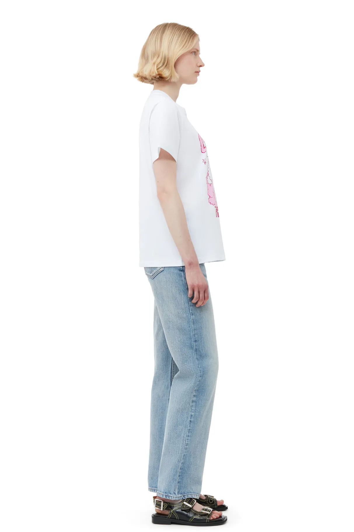 Shop GANNI Relaxed Love Bunny T-Shirt Bright White