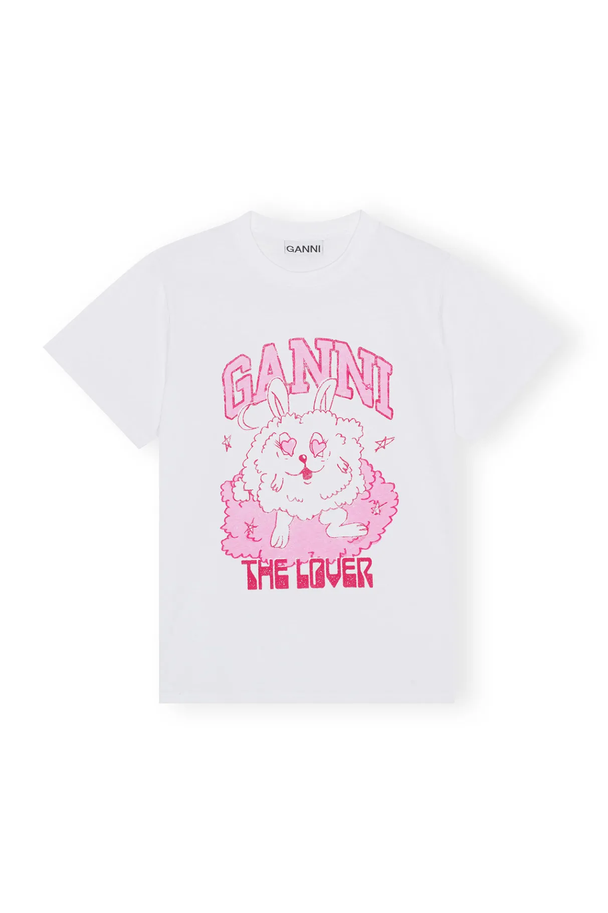 Shop GANNI Relaxed Love Bunny T-Shirt Bright White