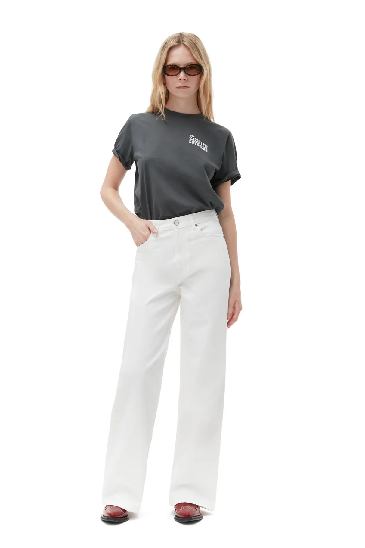 Cheap GANNI Relaxed Loveclub T-Shirt Volcanic Ash