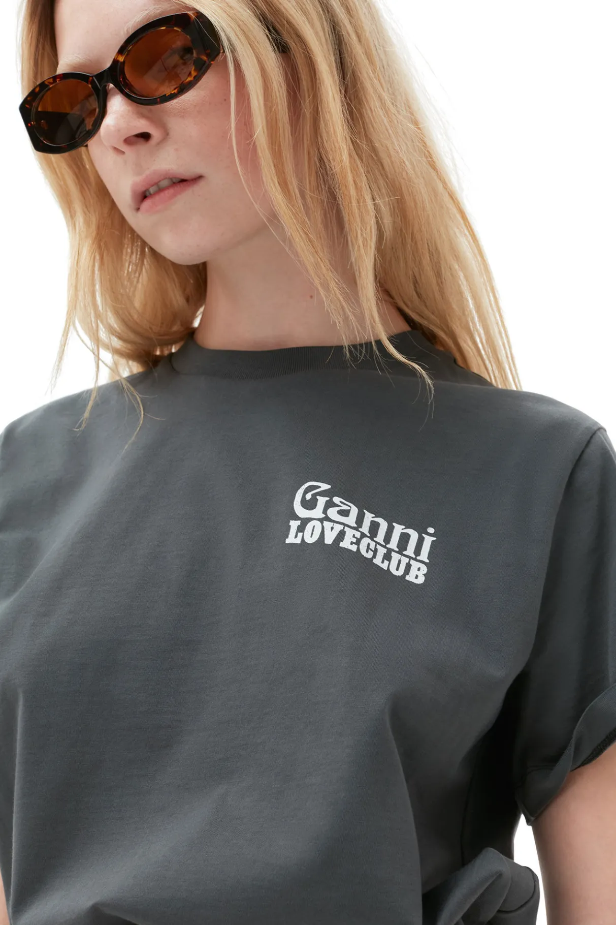 Cheap GANNI Relaxed Loveclub T-Shirt Volcanic Ash