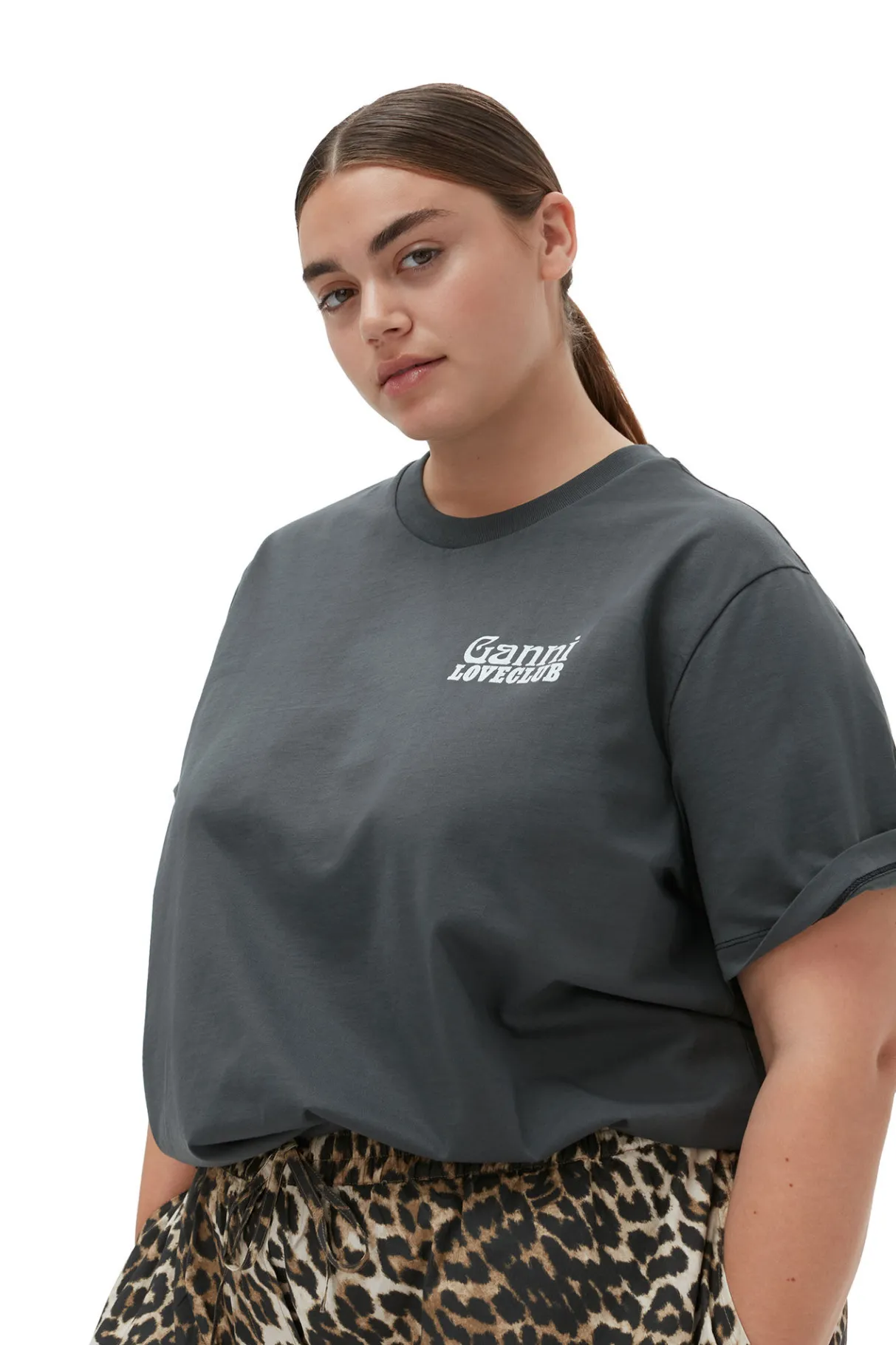 Cheap GANNI Relaxed Loveclub T-Shirt Volcanic Ash