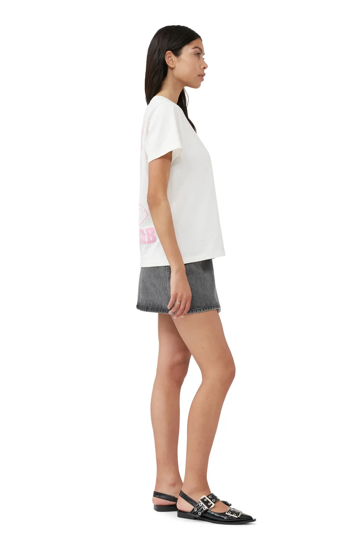 Shop GANNI Relaxed Nightclub T-Shirt Egret
