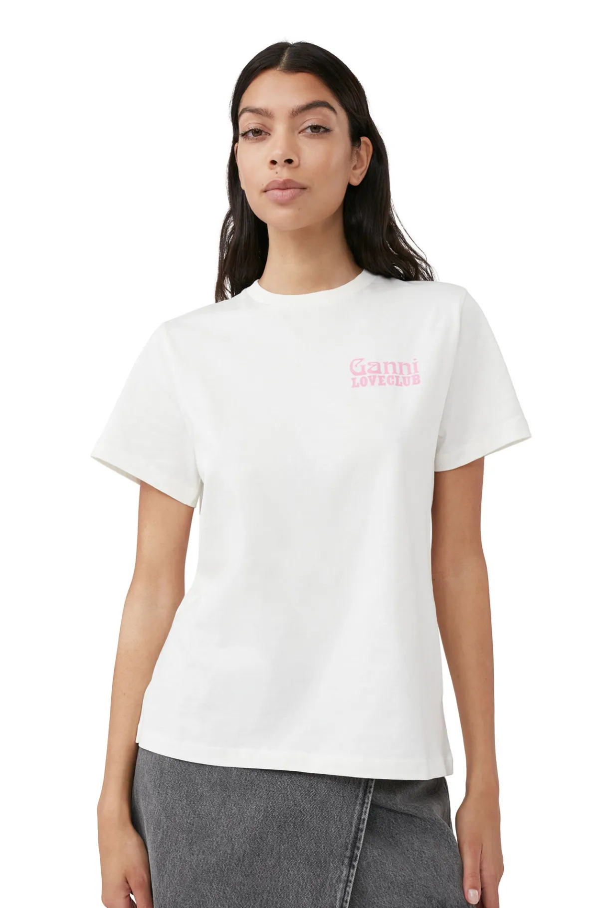 Shop GANNI Relaxed Nightclub T-Shirt Egret