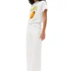 Clearance GANNI Relaxed Peach T-Shirt Bright White