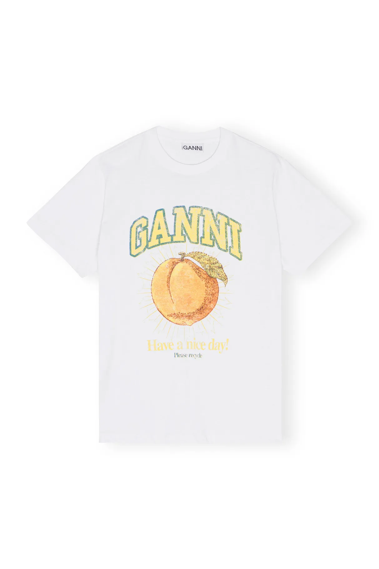 Clearance GANNI Relaxed Peach T-Shirt Bright White