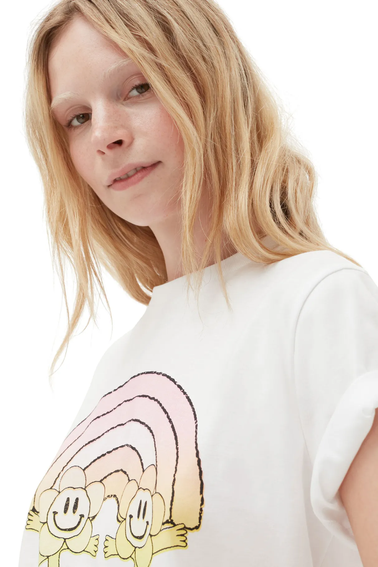 Online GANNI Relaxed Rainbow T-Shirt Bright White