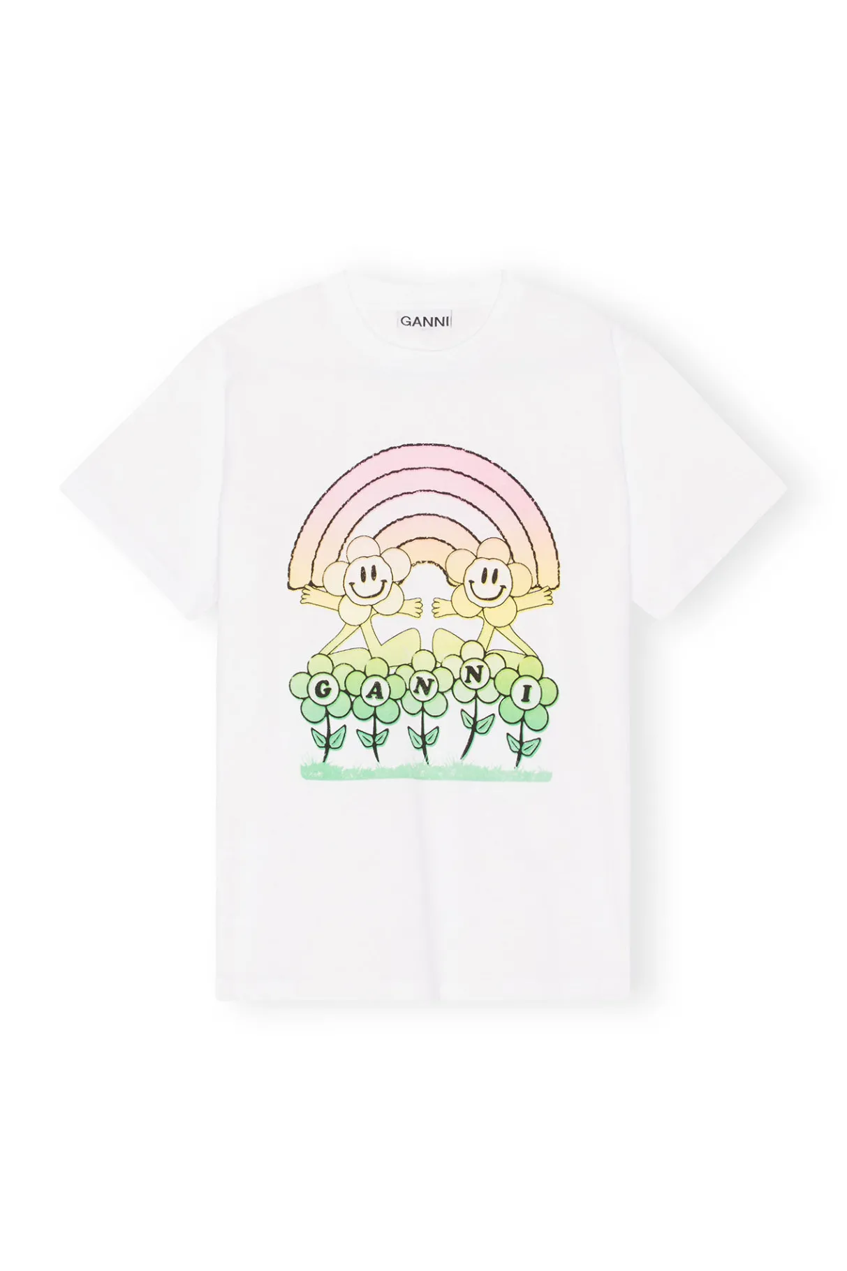 Online GANNI Relaxed Rainbow T-Shirt Bright White