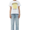 Clearance GANNI Relaxed Yellow Flower T-Shirt Bright White