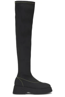 Store GANNI Retro Flatform Over-The-Knee Sockboots Black