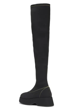 Store GANNI Retro Flatform Over-The-Knee Sockboots Black
