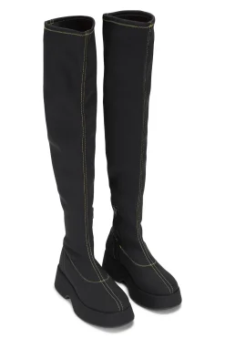 Store GANNI Retro Flatform Over-The-Knee Sockboots Black