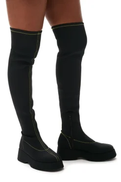 Store GANNI Retro Flatform Over-The-Knee Sockboots Black