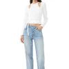 Online GANNI Rib Jersey Wrap Blouse Bright White