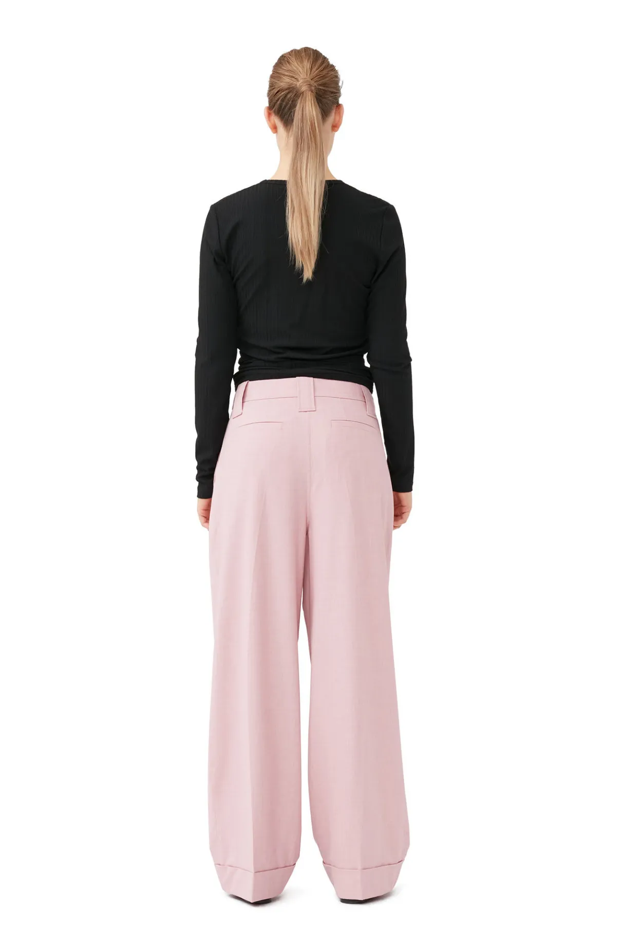 Discount GANNI Rib Jersey Wrap Blouse Black