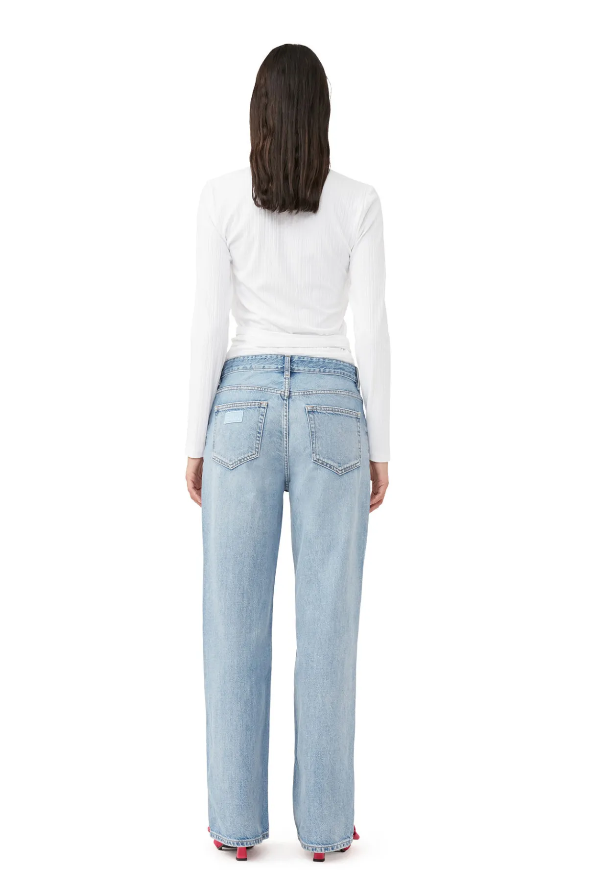 Online GANNI Rib Jersey Wrap Blouse Bright White