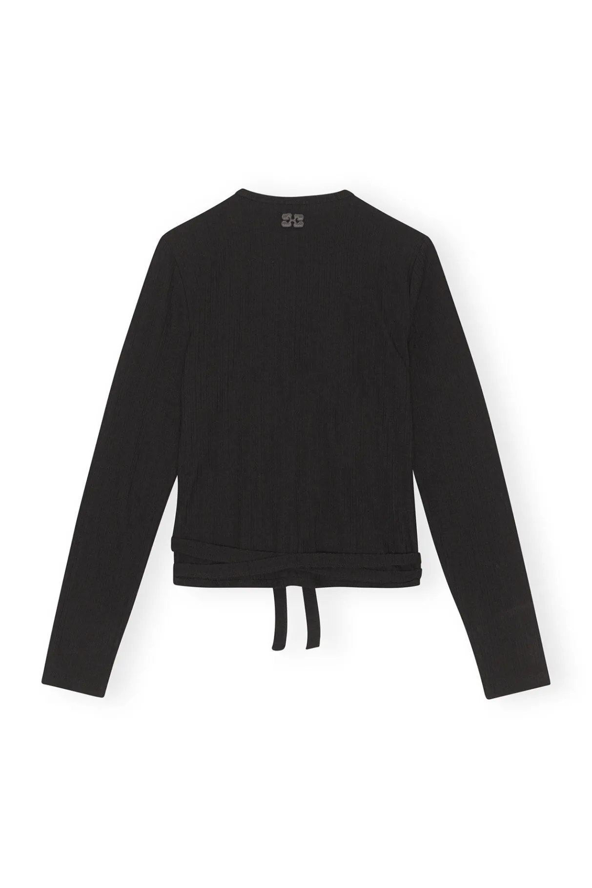 Discount GANNI Rib Jersey Wrap Blouse Black