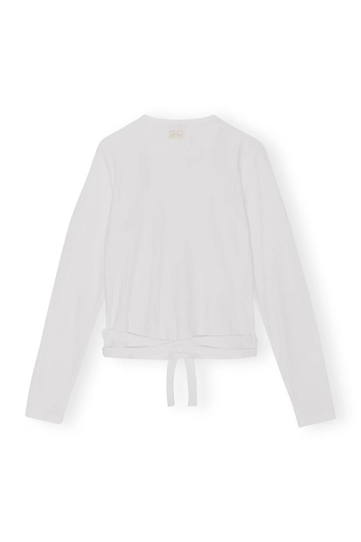 Online GANNI Rib Jersey Wrap Blouse Bright White