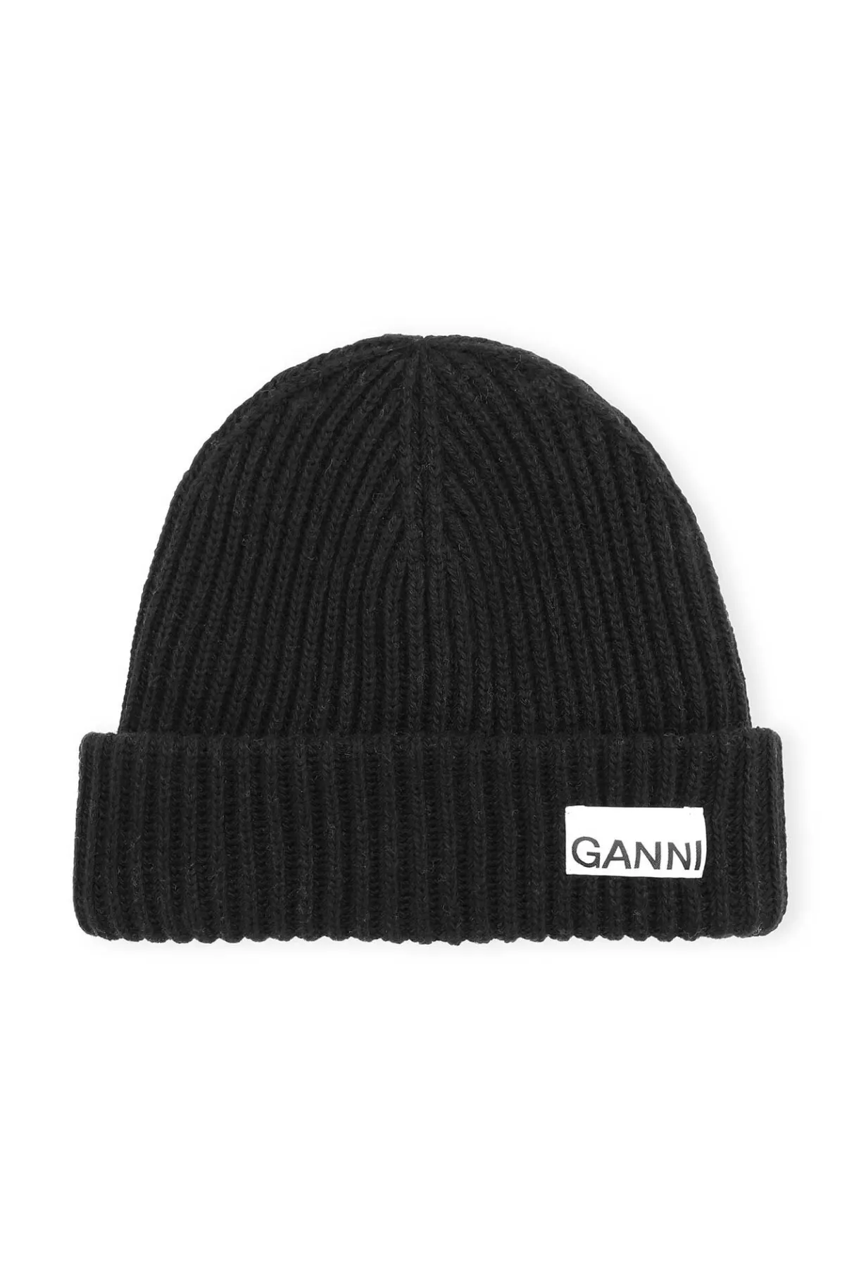 Discount GANNI Rib Knit Acc Beanie Black