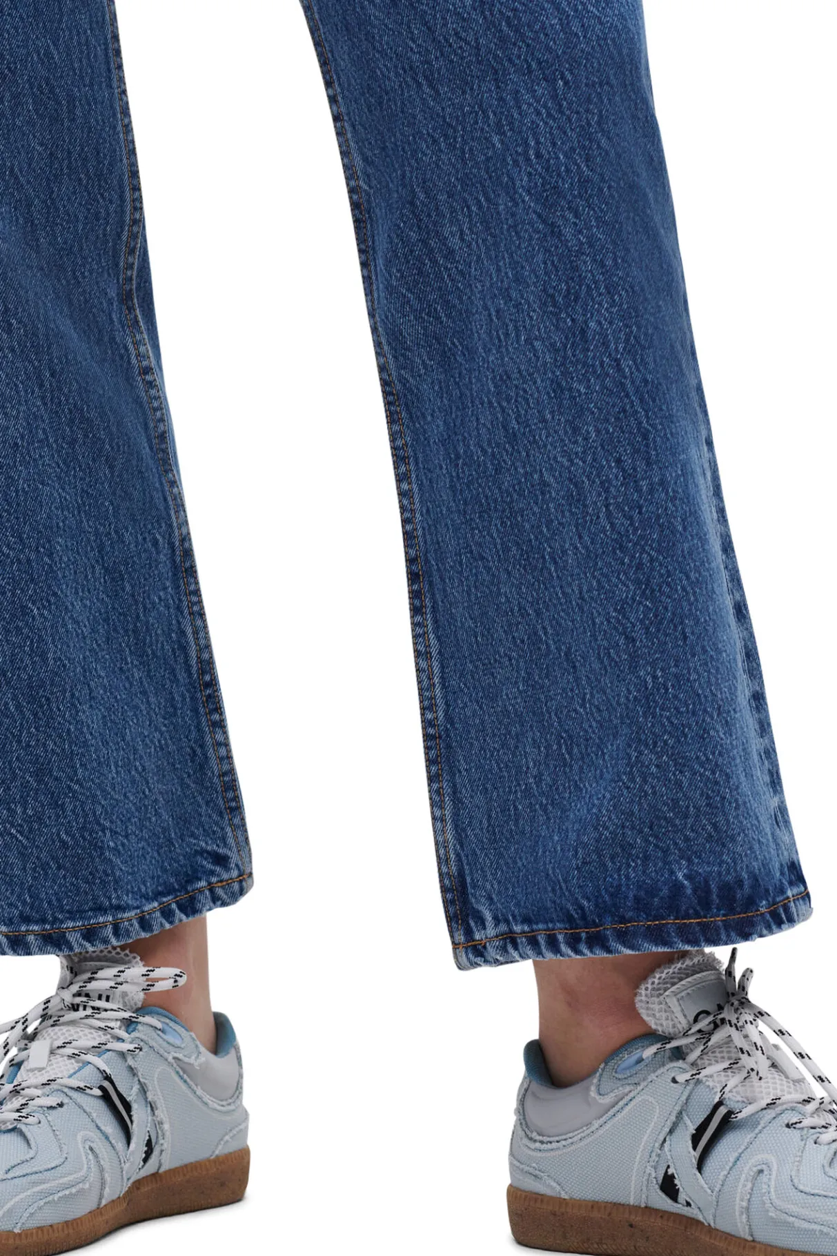 Best GANNI Rigid Denim Betzy Cropped Mid Blue Stone