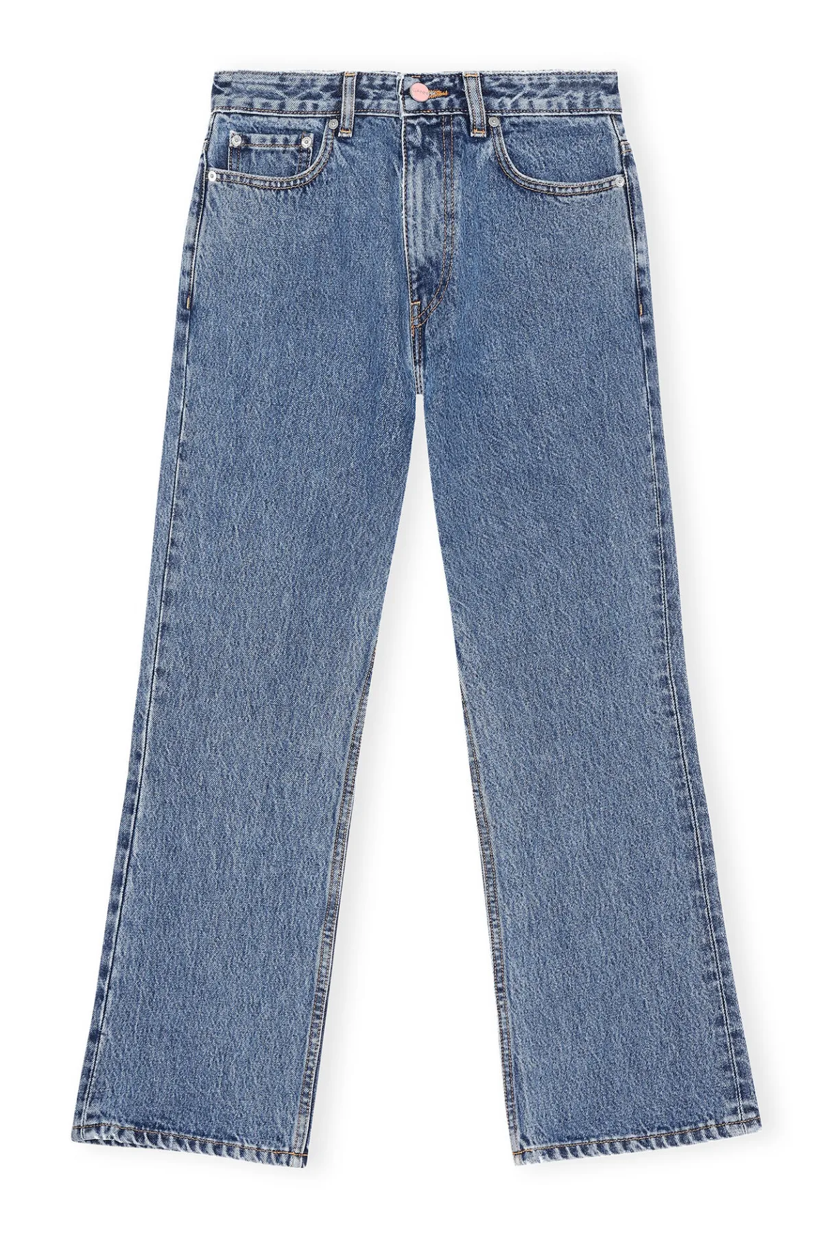 Best GANNI Rigid Denim Betzy Cropped Mid Blue Stone