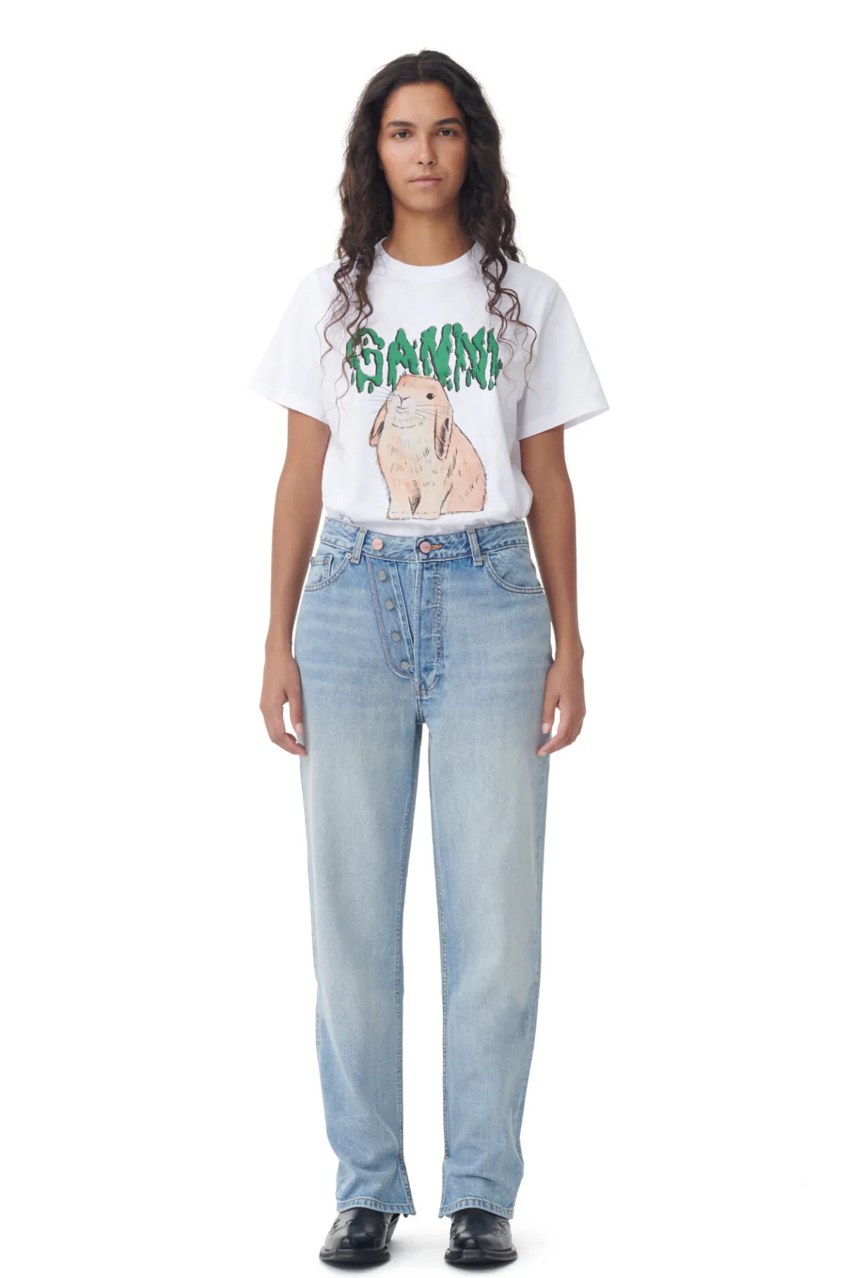 Sale GANNI Rigid Denim Figni Light Blue Vintage