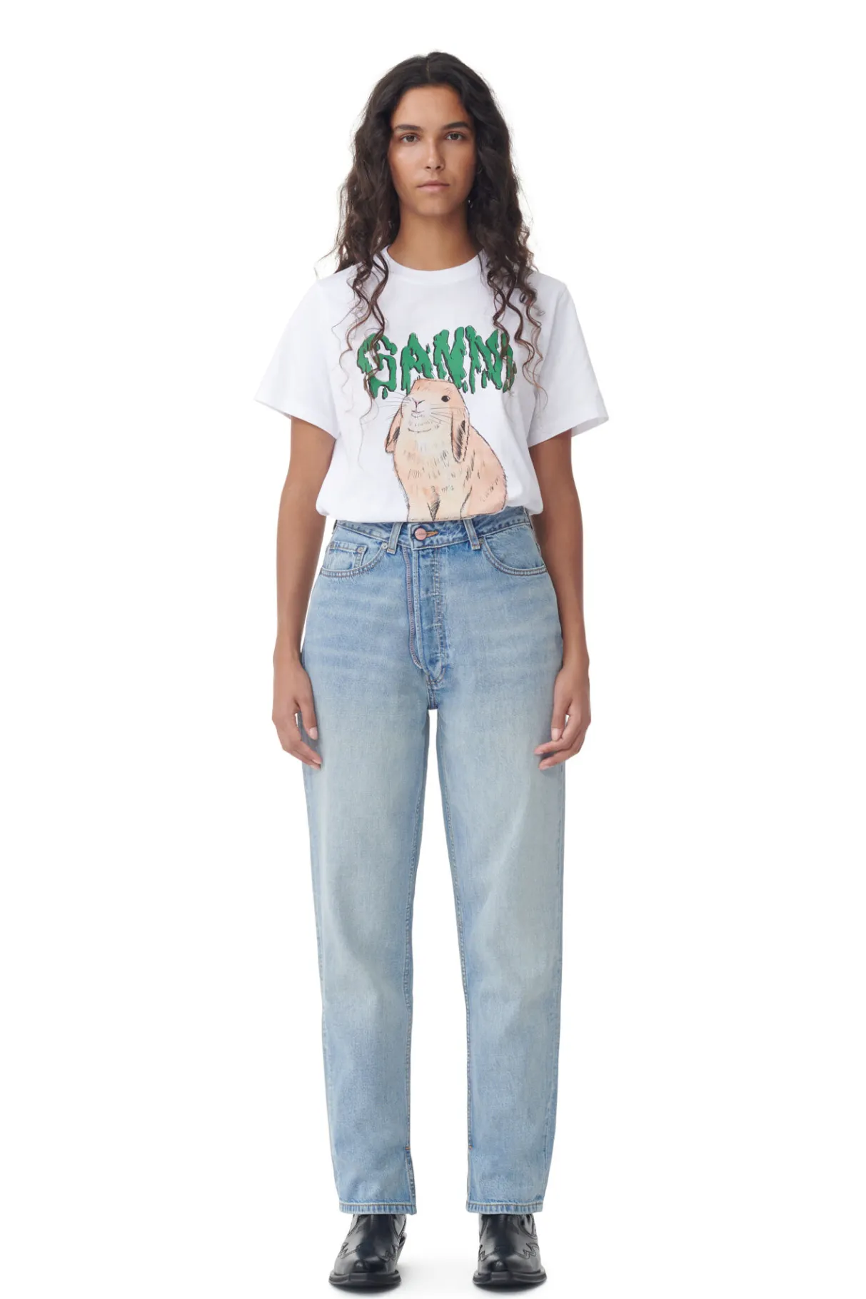 Sale GANNI Rigid Denim Figni Light Blue Vintage