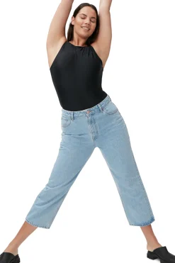 Cheap GANNI Rigid Denim Misy Cropped Light Blue Stone