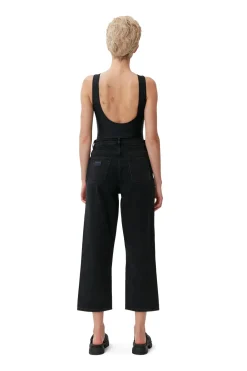 Sale GANNI Rigid Denim Misy Cropped Washed Black/Black