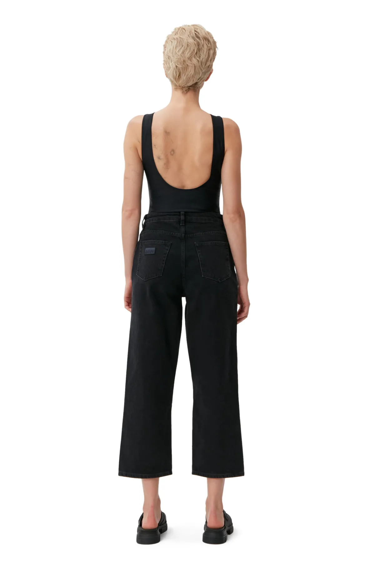 Sale GANNI Rigid Denim Misy Cropped Washed Black/Black