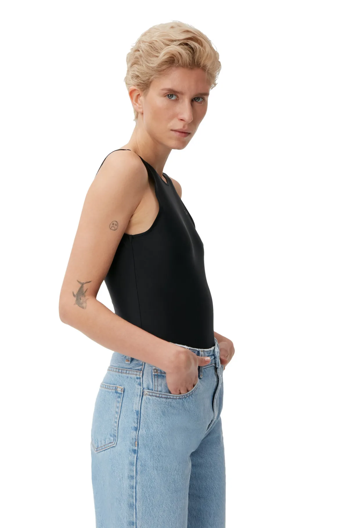 Cheap GANNI Rigid Denim Misy Cropped Light Blue Stone