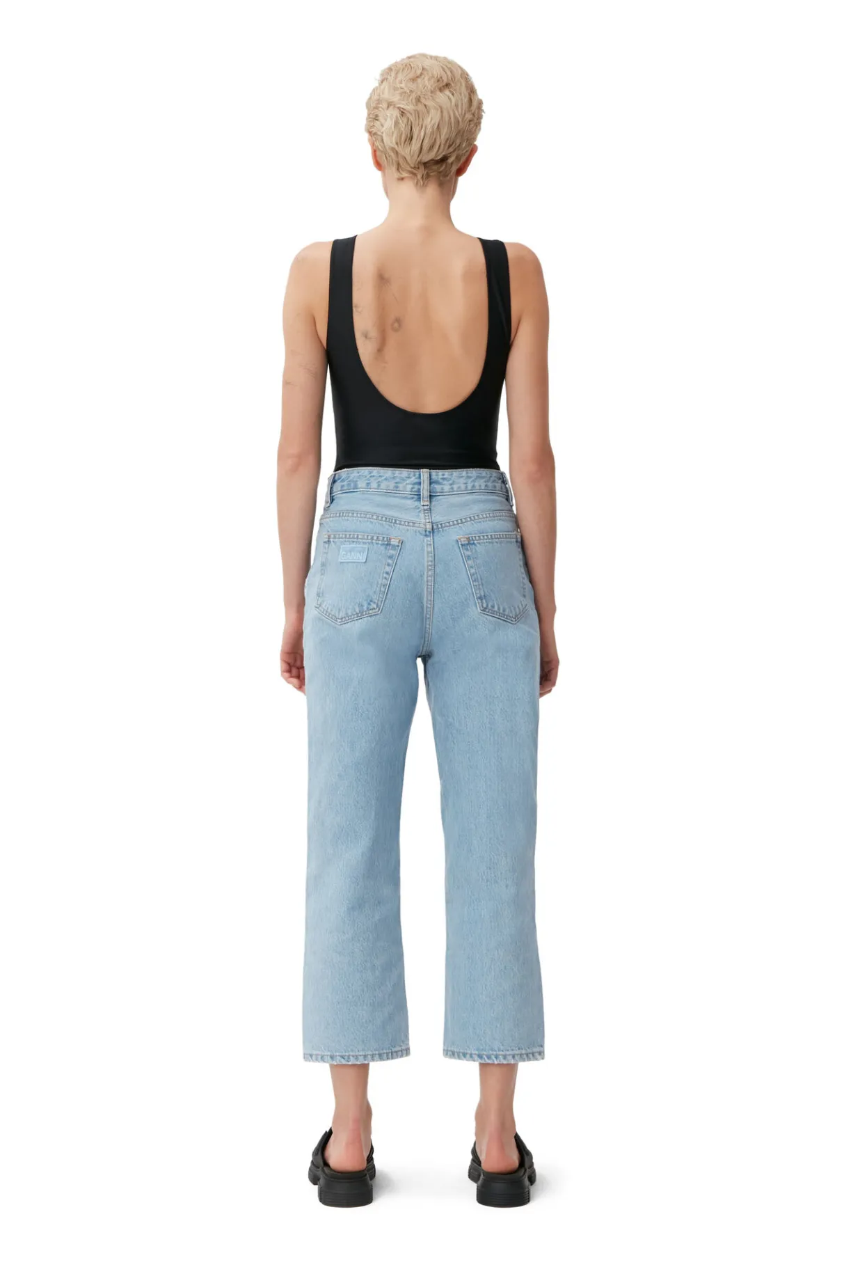 Cheap GANNI Rigid Denim Misy Cropped Light Blue Stone