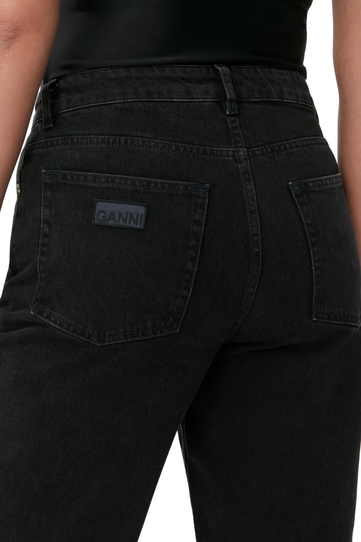 Sale GANNI Rigid Denim Misy Cropped Washed Black/Black