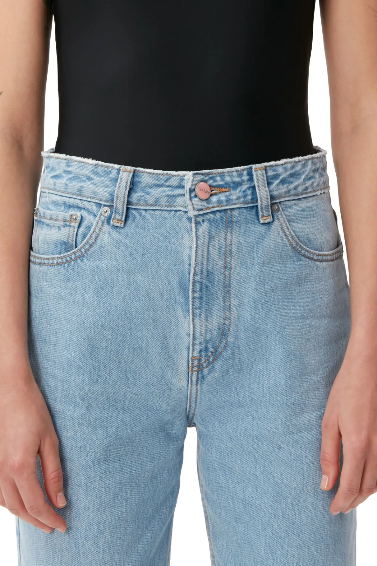 Cheap GANNI Rigid Denim Misy Cropped Light Blue Stone