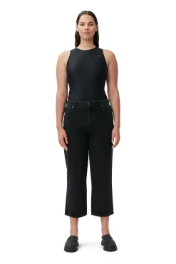 Sale GANNI Rigid Denim Misy Cropped Washed Black/Black