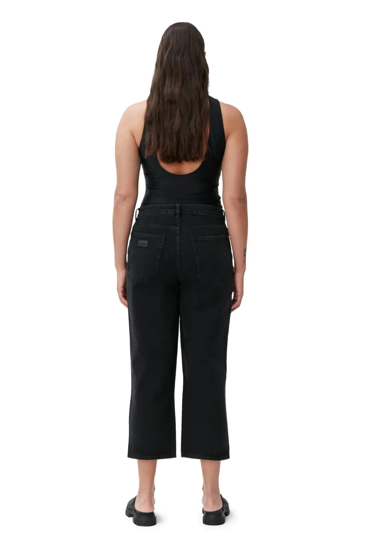Sale GANNI Rigid Denim Misy Cropped Washed Black/Black