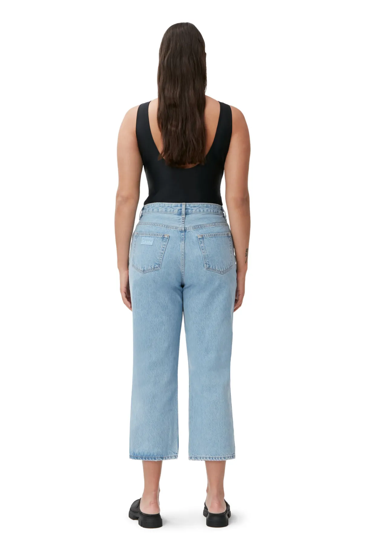 Cheap GANNI Rigid Denim Misy Cropped Light Blue Stone