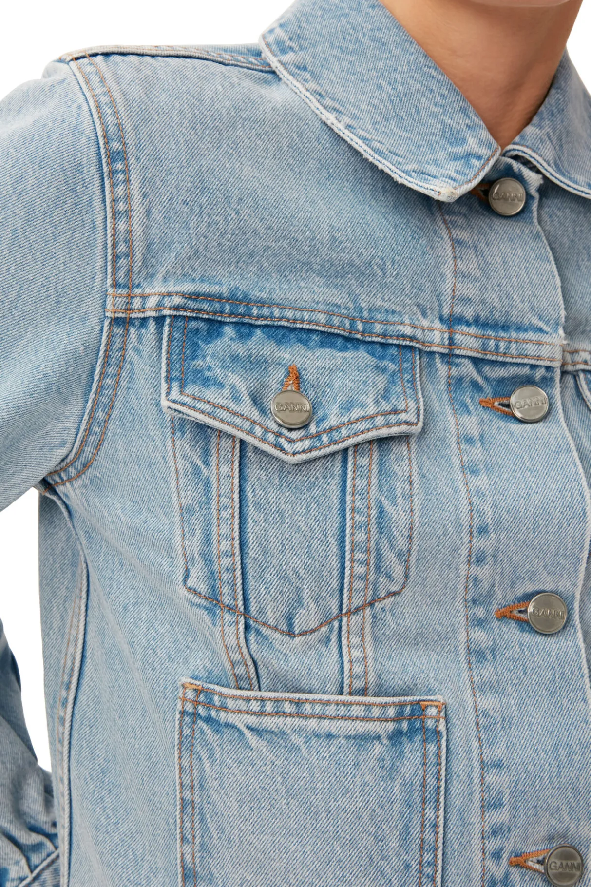 Store GANNI Rigid Denim Rigid Denim Camy Light Blue Stone