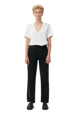 New GANNI Rigid Denim Rigid Denim Figni Washed Black/Black