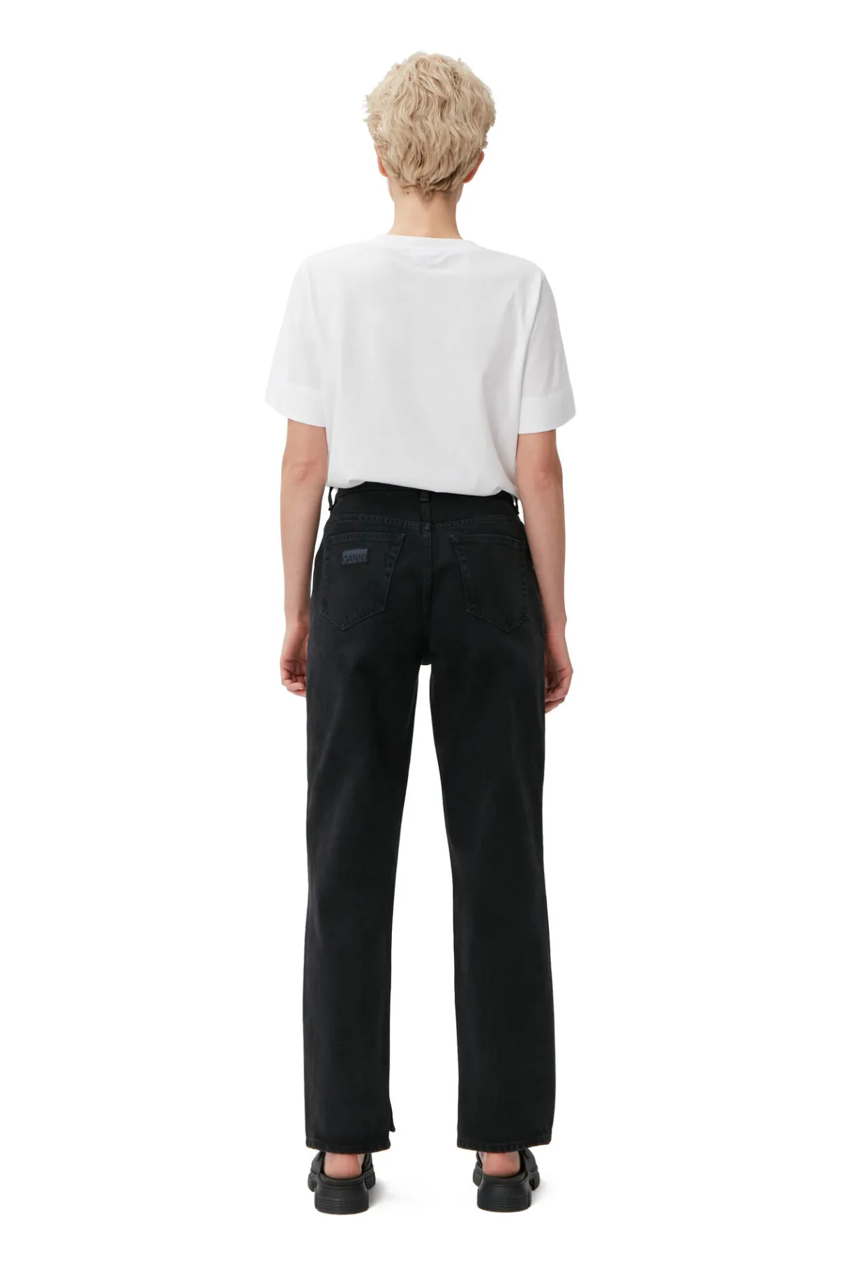 New GANNI Rigid Denim Rigid Denim Figni Washed Black/Black