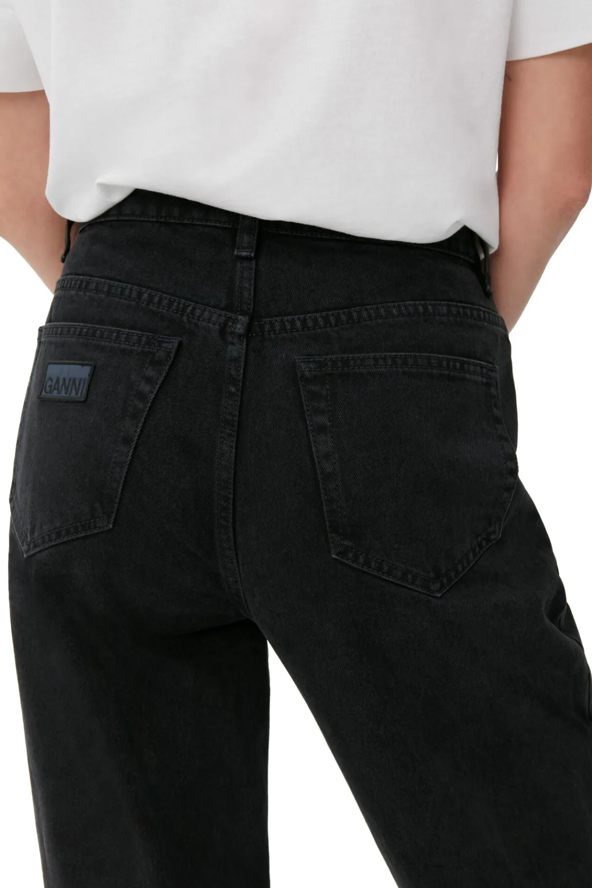 New GANNI Rigid Denim Rigid Denim Figni Washed Black/Black