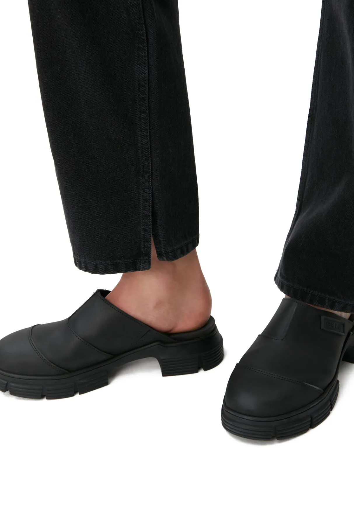 New GANNI Rigid Denim Rigid Denim Figni Washed Black/Black