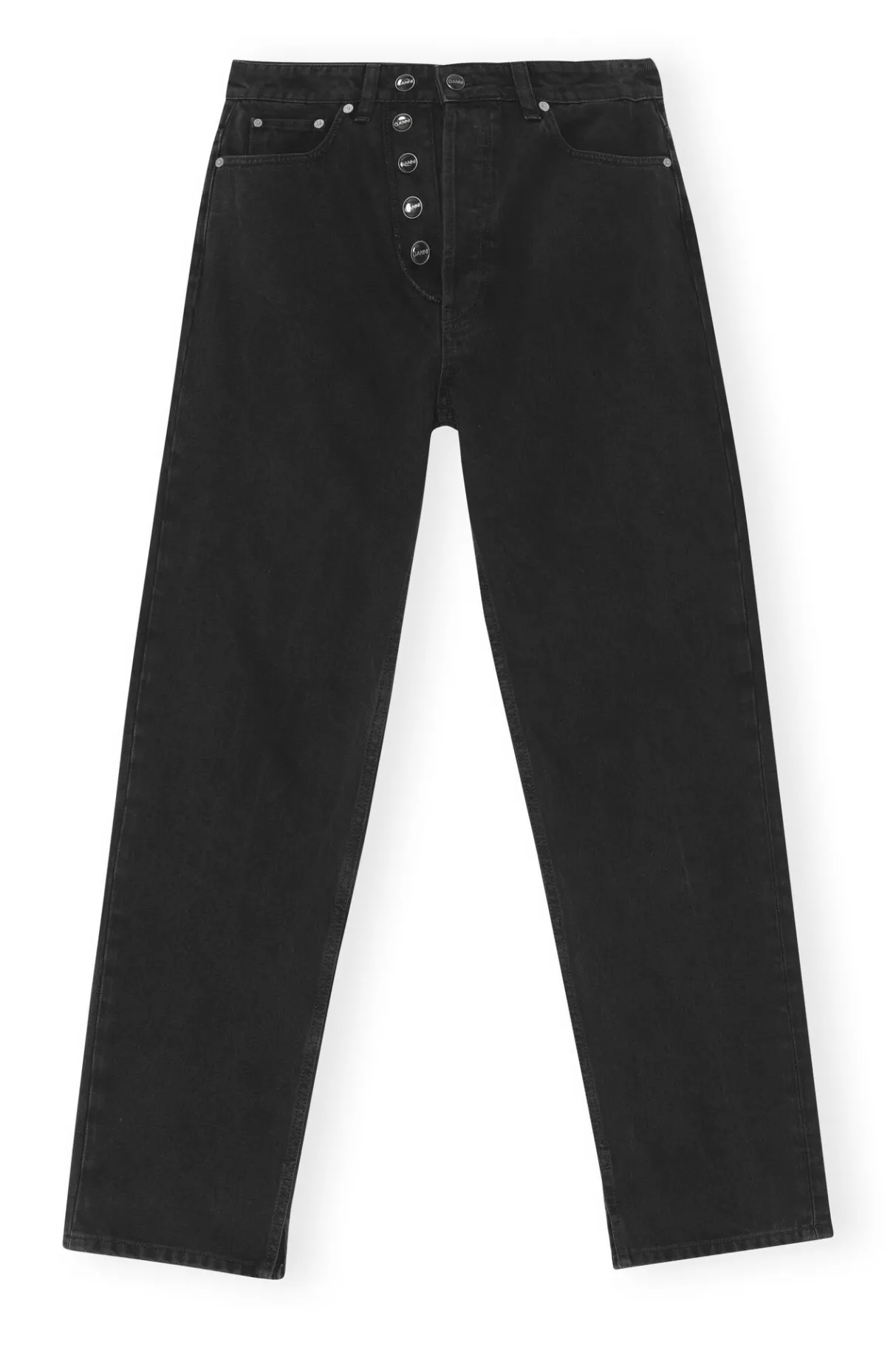 New GANNI Rigid Denim Rigid Denim Figni Washed Black/Black
