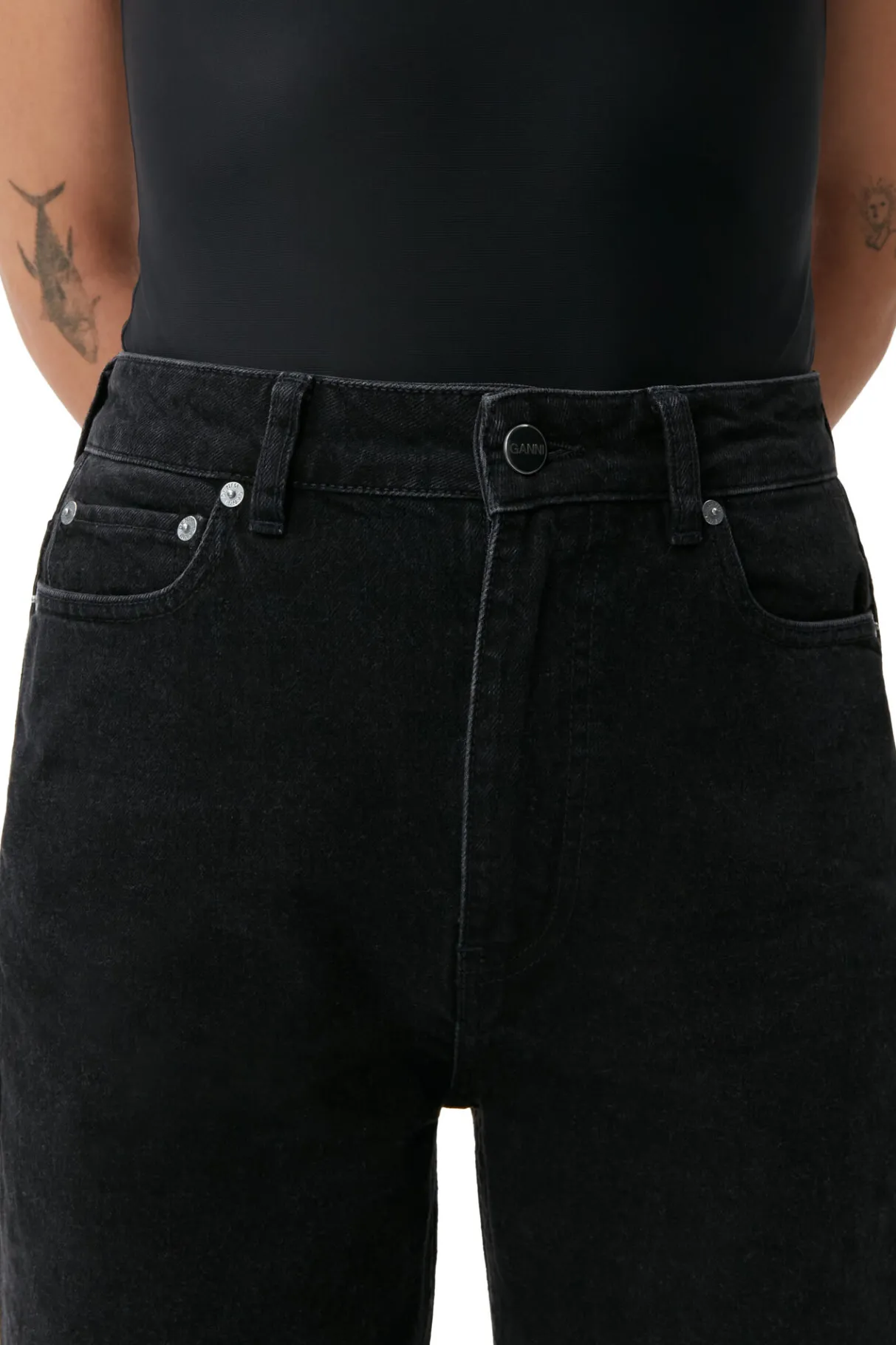 Best GANNI Rigid Denim Rigid Denim Magny Washed Black/Black