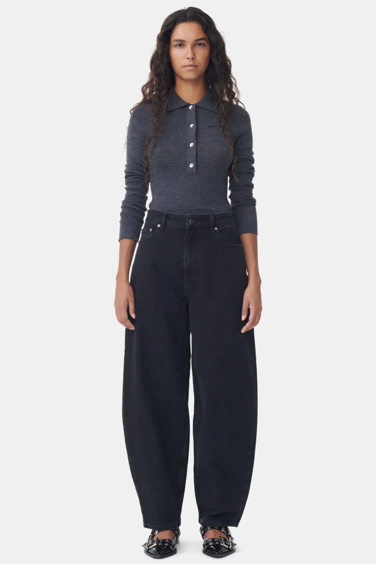 Discount GANNI Rigid Denim Stary Washed Black/Black